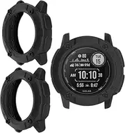 2Pack Case Compatible for Garmin Instinct 2X Solar Protector Bumper Cover Case, Soft TPU Shockproof Anti-Scratch Cover Frame Shell Skin Smart Watch Accessories(Black)