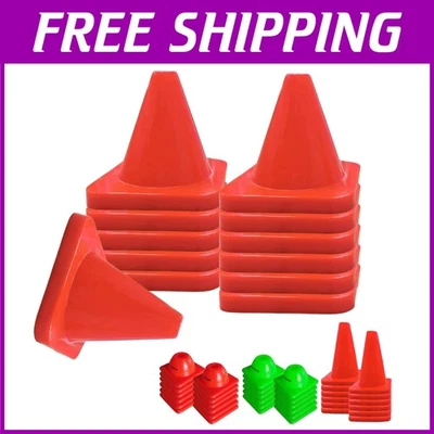 Heavy Duty Agility Training Cones Set - 12 Pack for Football, Soccer, and More