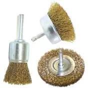 Josco 3 Piece Drill Brush Kit Workshop Hardware Power Tool Wire Brushes