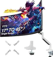 AVLT Single Monitor Arm Desk Mount for 17"-45" Ultrawide Screens, Full Motion Adjustable Height, Swivel, Tilt, Rotation, VESA Compatible with Cable Management (White)