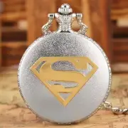 Vintage Super Hero Man Unisex Quartz Pocket Watches Necklace Pendant Chain Gift
