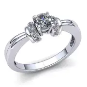 Genuine 0.5ct Round Cut Diamond Ladies Fancy Solitaire Engagement Ring 10K Gold