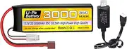 Fytoo 3S Lipo Battery 11.1V 3000mAh 35C with T Plug and USB Charging Cable Suitable for RC Car, Truck, Remote Control Boat, RC Quadcopter Aircraft, FPV Drone Battery