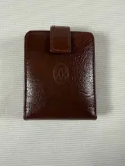 Vintage Button NWT Double Lipstick Case Genuine Leather Mirror & Receipt Brown