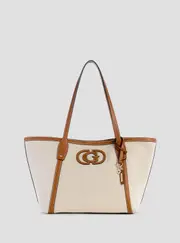 GUESS Women's Natural Tan Sebina Tote Bag in Brown, Denim