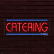 NEW "CATERING" w/BORDER 30x12x1 INCH LED FLEX WINDOW/WALL INDOOR SIGN 30523