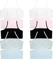 [Phedrew] 10 Pack Girls Cotton Cropped Cami Stretch Training Bra Crop Cami for Girls