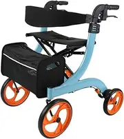 Walker,Electric Wheelchair Folding Rollator Walker with Dual Brakes, Seat and Detachable Storage Bag, Adjustable Height with Cane Holder Every Family (Color : A)
