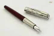 PARKER SONNET PREMIUM METAL AND RED LACQUER WITH SILVER TRIM FOUNTAIN PEN SUPERB