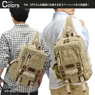 『預購-可刷卡』日本正版 DEVICE 熱銷款 軍風復古單肩包 真皮帶側背包  男用後背包 高檔帆布包