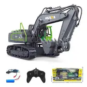 HUINA 1:16 RC Truck RC Excavator Toy for Boy Caterpillar Alloy Tractor Model Engineering Car 2.4G Radio Controlled Car 9 Channel Huina 1558 green