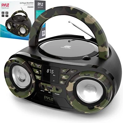 PyleHome PHCD59 CD Player Bluetooth Boombox Speaker (Real Tree)
