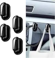 KITUREK 4 PCS Car Mini Hooks, Strong Self-Adhesive Backseat Hangers, Multifunctional Wall Hanging Hooks, Universal Hook Stickers for Key Charging Cable Earphone Car Interior Accessories (Glossy)