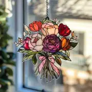Blooming Bouquet, Peony & Tulip Acrylic Suncatcher, Elegant Gift, Hanging Decor