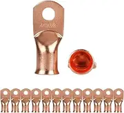 EVARSOL 12PCS 4/0AWG x 3/8/'' Battery Lugs Heavy Duty Wire Lug Copper Ring Terminal Connectors Battery Cable End Battery Terminal Connectors for Auto Marine RV Car Solar Systems