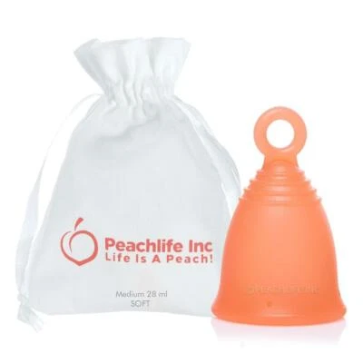 Peachlife® Ring Stem Menstrual Cup - 12 hour Period Protection - Medium Size, So