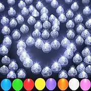 JJGoo 100Pcs Cool White LED Balloon Lights, Waterproof Round Tiny Led Light for Paper Lantern Easter Egg Pumkin Birthday Party Wedding Decoration, Flash Mode