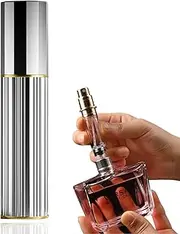 UULANFA Refillable Perfume Atomizer Travel Size Cologne Spray Bottle Empty Mini Perfume Bottles Striped Design Portable Scent Pump Case Easy to Fill Perfume Dispenser 5ml (Silver)