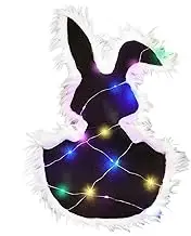 Cute Bunny Shaped Plush Floor Mats with Light Strip | Easter Bunny Carpet, Fun Bunny Carpet, with Warm Light/Colorful Lights Carpet, Suitable for Bedroom, Party Decoration, Home Carpet, Easter