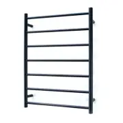 12V Radiant Matt BLACK ROUND Bar Heated Towel Rail 600 x 800mm - Bottom RIGHT