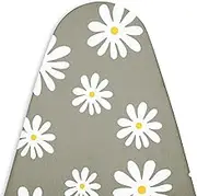 Encasa Ironing Board Covers (135 x 45 cm) Drawstring Tightening with Thick 3 mm Felt Padding, Easy Fit, Scorch Resistant, Printed - Daisy Grey