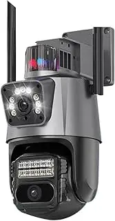 4K 8MP TUYA WiFi Security Camera 2 Lens Dual Screen Auto Tracking Outdoor Waterproof Color Night Vision IP66 Surveillance Camera(U/S,8MP WiFi No Card)