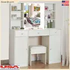 Dressing Table Makeup Table with 3 Drawers Vanity Desk w/ Mirror & 10 Led Lights