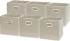 Simplehouseware Foldable Storage Cubes with Handle, 6 Pack, Beige