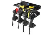 Costway 2PCs Tool Organizer Wall Mounted Tool Storage Shelf Hanger w/4 Slot Drill Holder Garage Workshop