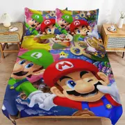 a1671 Super Mario Duvet Cover Set, 3 Piece Bedding Set 86x70" Double Sided Printing Decorative Comforter Cover Set (1 Duvet Cover + 2 Pillow Shams)" j