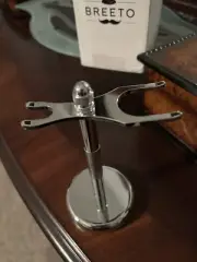 Breeto Deluxe Chrome Safety Razor And Brush Stand-( New)