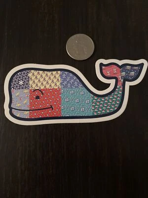 New Vineyard Vines Holiday Patchwork Whale Sticker Hydroflask Yeti Car Decal