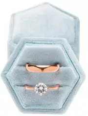 Premium Velvet Ring Bearer Box for Proposal Engagement Wedding Light Ocean Blue