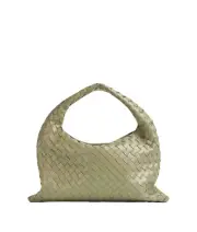 BOTTEGA VENETA Hop Small $3900 Travertine Leather Shoulder Bag New