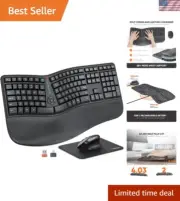 Ergonomic Wireless Keyboard & Vertical Mouse with Cushioned Palm Rest - Black
