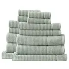 14pc Renee Taylor Eucalyptus Cambridge Textured 650GSM Bath/Face/Hand Towel Mat