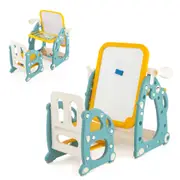 Costway Art Easel Table Chair Set ic Painting Easel Whiteboard Stand Adjustable w/Storage BasketPlay Station