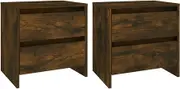 vidaXL 2X Bedside Cabinets Living Room Bedroom Nightstand Bed Stand Drawer Side Table Home Storage Organiser Smoked Oak Engineered Wood