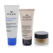 Nuxe Moisture Me Kit: Creme Fraiche De Beaute 48Hr Moisturising Cream 30ml + Reve De Miel Honey Lip Balm 15g + Reve De Miel Hand & Nail Cream 30ml 3pcs