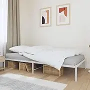 Bed Furniture Metal Bed Frame Without Mattress White 107x203 cm King Single