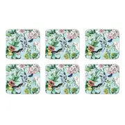 6pc Ashdene Romantic Garden Floral 11cm Cork Coaster Square Table Protector Pad