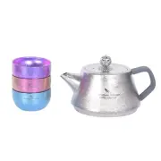 Boundless Voyage Titanium Teapot Teacup Set with Tea Strain Teapot Made of Pure