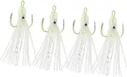 4Pcs Octopus Fishing Hooks Durable Artificial Bait with Split Hooks for Night Fishing Luminous Squid Lures for Anglers and Tackle Enthusiasts