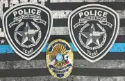 Set of Texas GOLD 2-Flag Badge & Subd TX DPS Style Shoulder Patches (LEO ONLY)