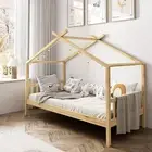 Oikiture Bed Frame Wooden Base Kids Single Timber House Beds TOMI