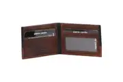Pierre Cardin Mens Wallet Italian Leather Two-Tone Bi Fold RFID - Black/Cognac