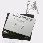 Authentic Alex and Ani Providence Skeleton Key Sterling Silver Earrings