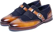 [Lethato] Men's Wingtip Brogue Kiltie Monk Strap Loafer Dress Shoes