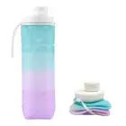 Blue-purple Portable Silicone Collapsible Water Bottle - Foldable Sports Cup for