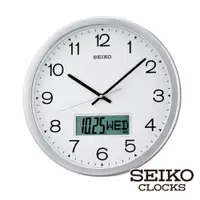 在飛比找PChome24h購物優惠-【SEIKO 精工】35cm靜音雙顯掛鐘(QXL007S)